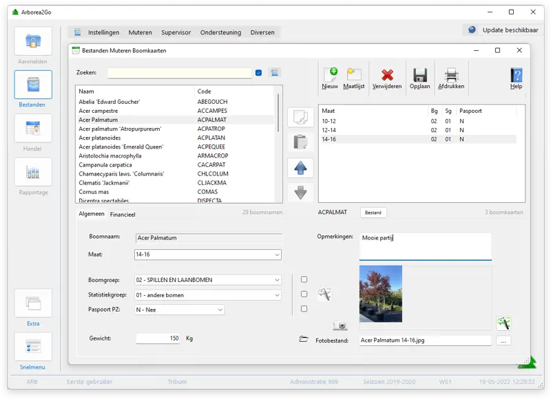 Arborea software voor de boomkwekerij